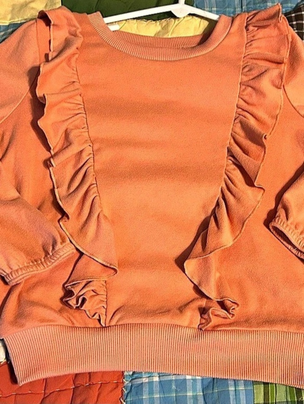 Ruffle Sleeve Sweatshirt in Orange Size 6T
